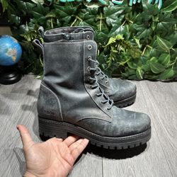Taos Womens Groupie Boots EU 41 US 10 Dark Blue Gray Leather Biker Mid Calf