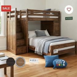 Rooms to Go Cherry Wood Bunk Beds – Like New, Full Size, 5 Pieces - McKinney, TX