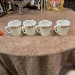 Set Of 4 Vintage Pyrex Coffee Cups