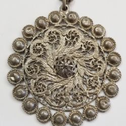 Large White Metal Pendant 