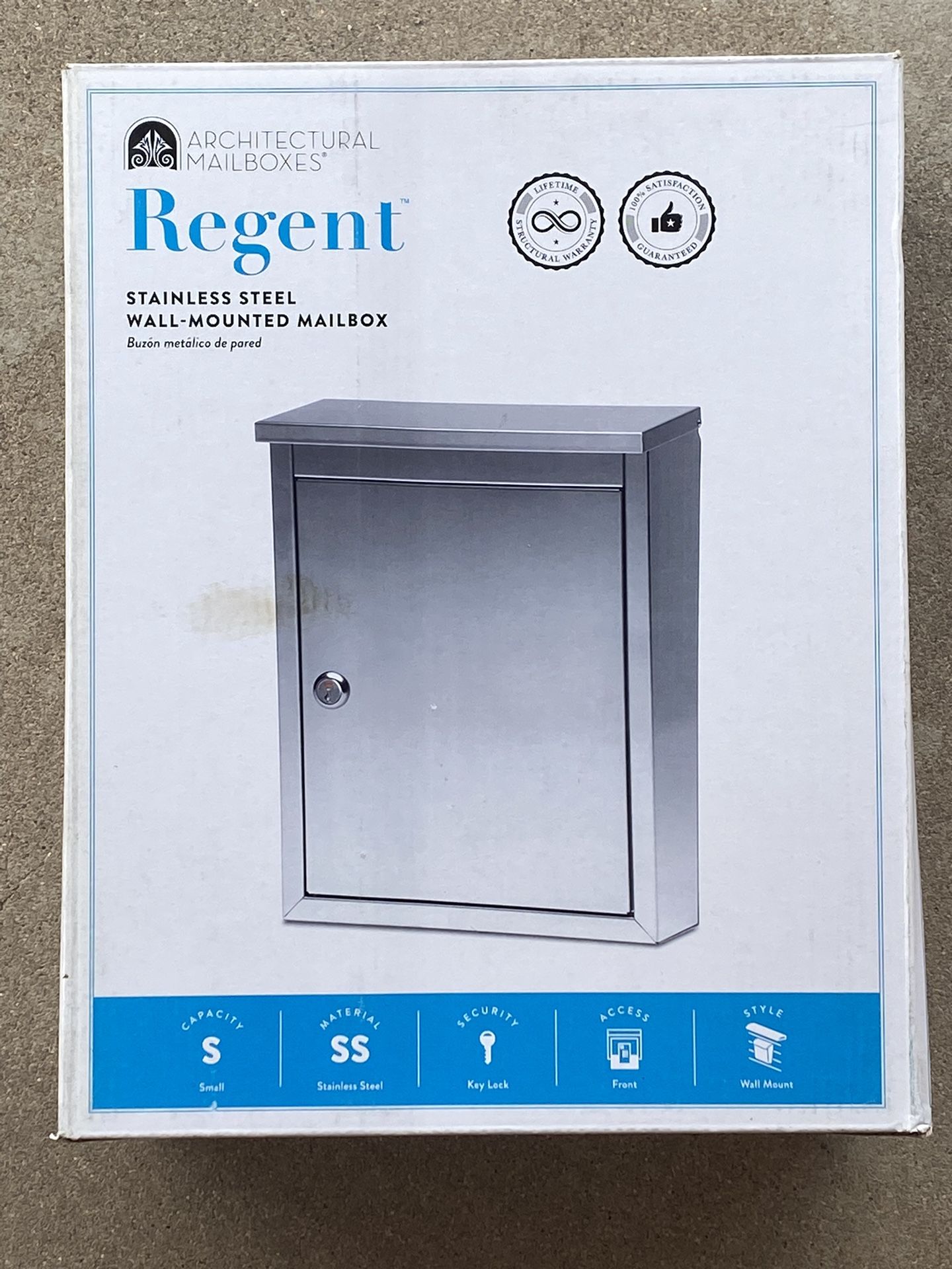 ARCHITECTURAL MAILBOXES Regent Stainless Steel Locking Wall Mount Mailbox