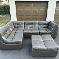 Sectional Couch/Sofa - Modular - Gray - Genuine Leather - Chateau Dax - Delivery Available 🚛