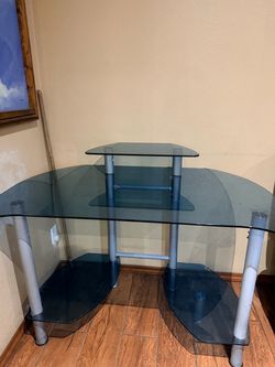 Glass and Metal Computer Desk