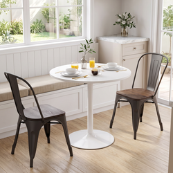Homy Casa CLIFT NL + KRICOX Gun Wood 3PC 31.5" Dining Set with 2 Chairs Open Box