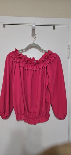 Pink Ruffle Off-Shoulder Blouse
