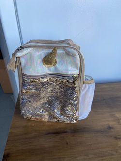 Kids Unicorn Lunch Bag with gold/silver reversible Sequins