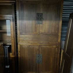 Solid Wood Hutch, With Secret Storage And Custom Metal Locks With One Of A Kind Key