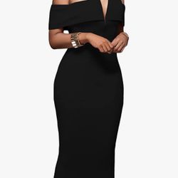 Black Mid Length Zip Up Dress Never Worn
