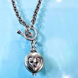 Brighton Ladies Fancy Floating Heart Locket Toggle Necklace