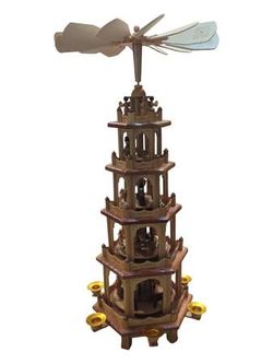 Vintage 90s 5 Tier German Christmas Pyramid Weihnachtspyramide Handcrafted Complete 25.5"