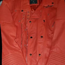 HUDSON: Men's, Lava Red, Leather Moto Jacket (SIZE: 3XL/XXXL) 