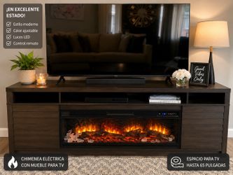 Modern Electric Fireplace TV Stand – LED Fireplace Console – Excellent Condition