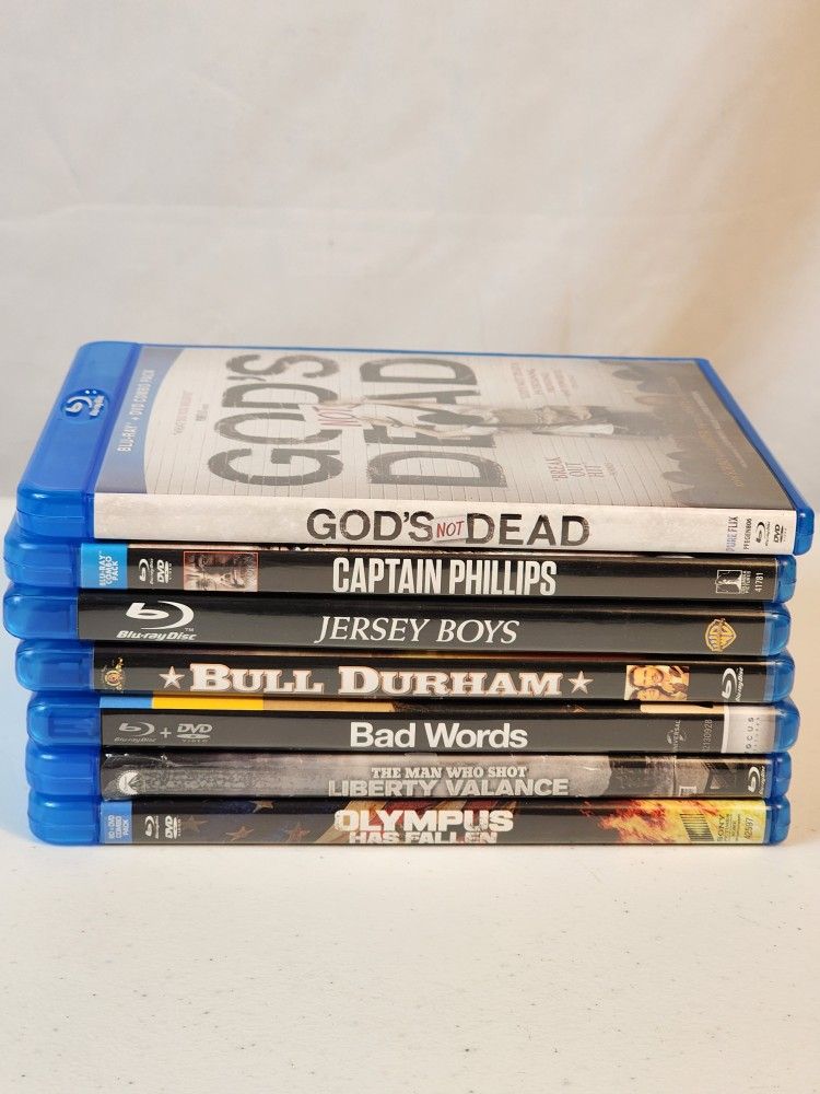 Blu Ray Lot of 7 Movies Drama Captain Phillips/ Jersey Boys / Bull Durham / Bad Words / The Man Who Shot Liberty Valance / Olympus Has Fallen / God is