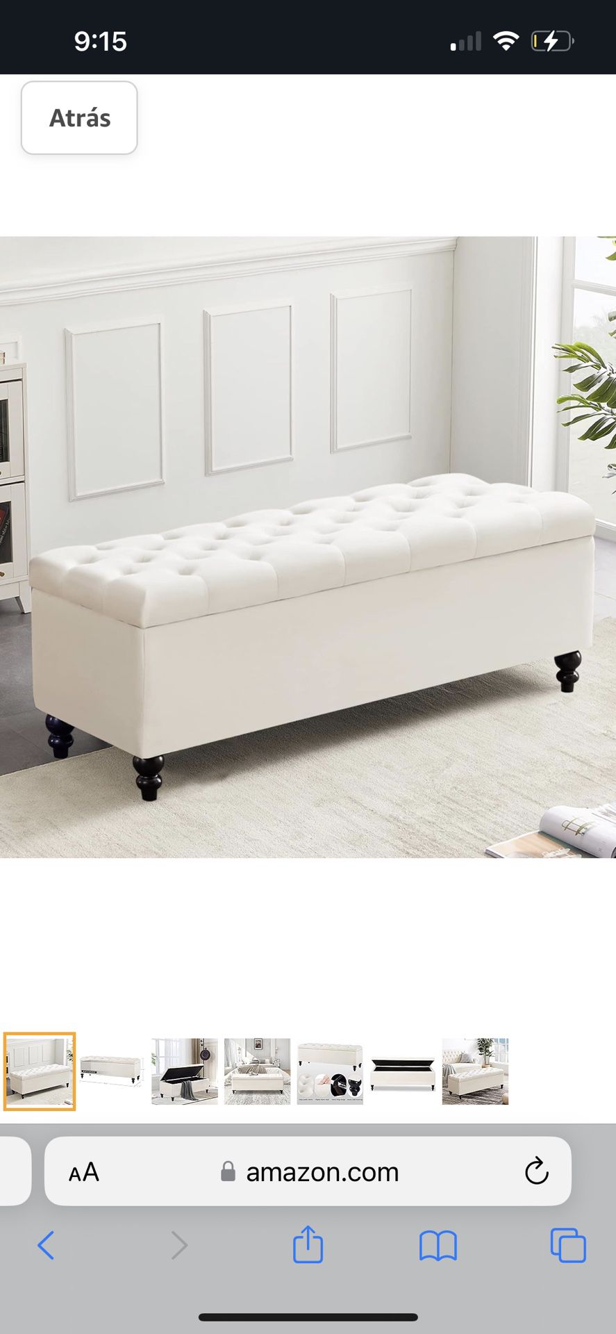 Ottoman with Storage, 51-Inch Storage Ottoman Bench with Button-Tufted, Bedroom 