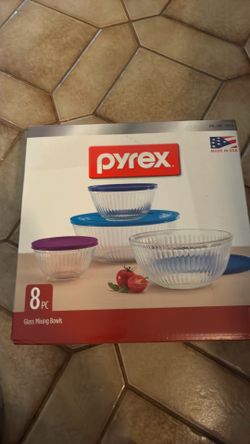 Pyrex glass sculptured mixing bowl set 8 pcs