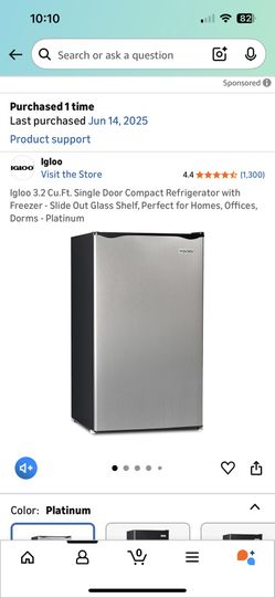 Igloo 3.2 Cu.Ft. Single Door Compact Refrigerator with Freezer