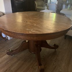 Antique Dining Table On Casters