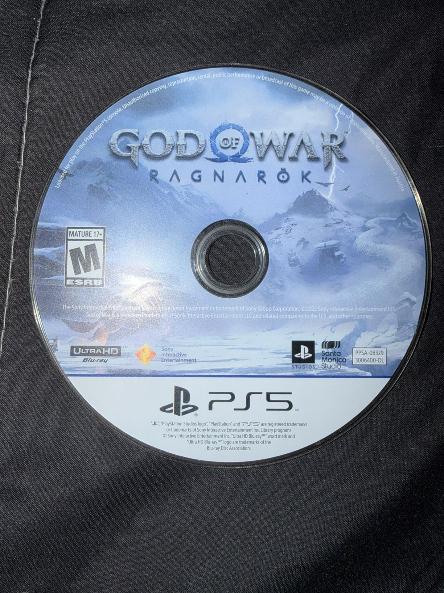 Sony PlayStation 5 PS5 God Of War Ragnarok Rated M For Mature Video Game Disc