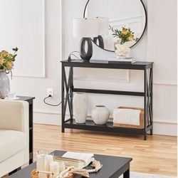 New Black Console Table With Plug In