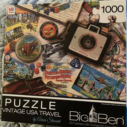 Big Ben 1000 Pc Vintage USA Travel Puzzle (all Pieces Accounted For)