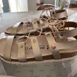 Birkenstock/ Papillio Rose Gold Gladiator Style Sandal 