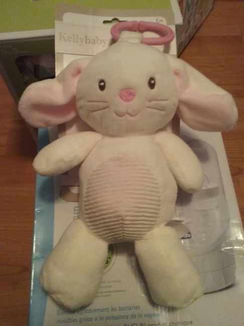 Kellybaby Plush Animal with Rattle clip-on Pram Toy