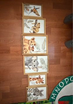 Safari Animal Kids Wall Art Prints Set of 6