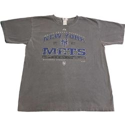 New York Mets Shirt Men Large Gray Majestic MLB Baseball Lightweight Casual Tee
