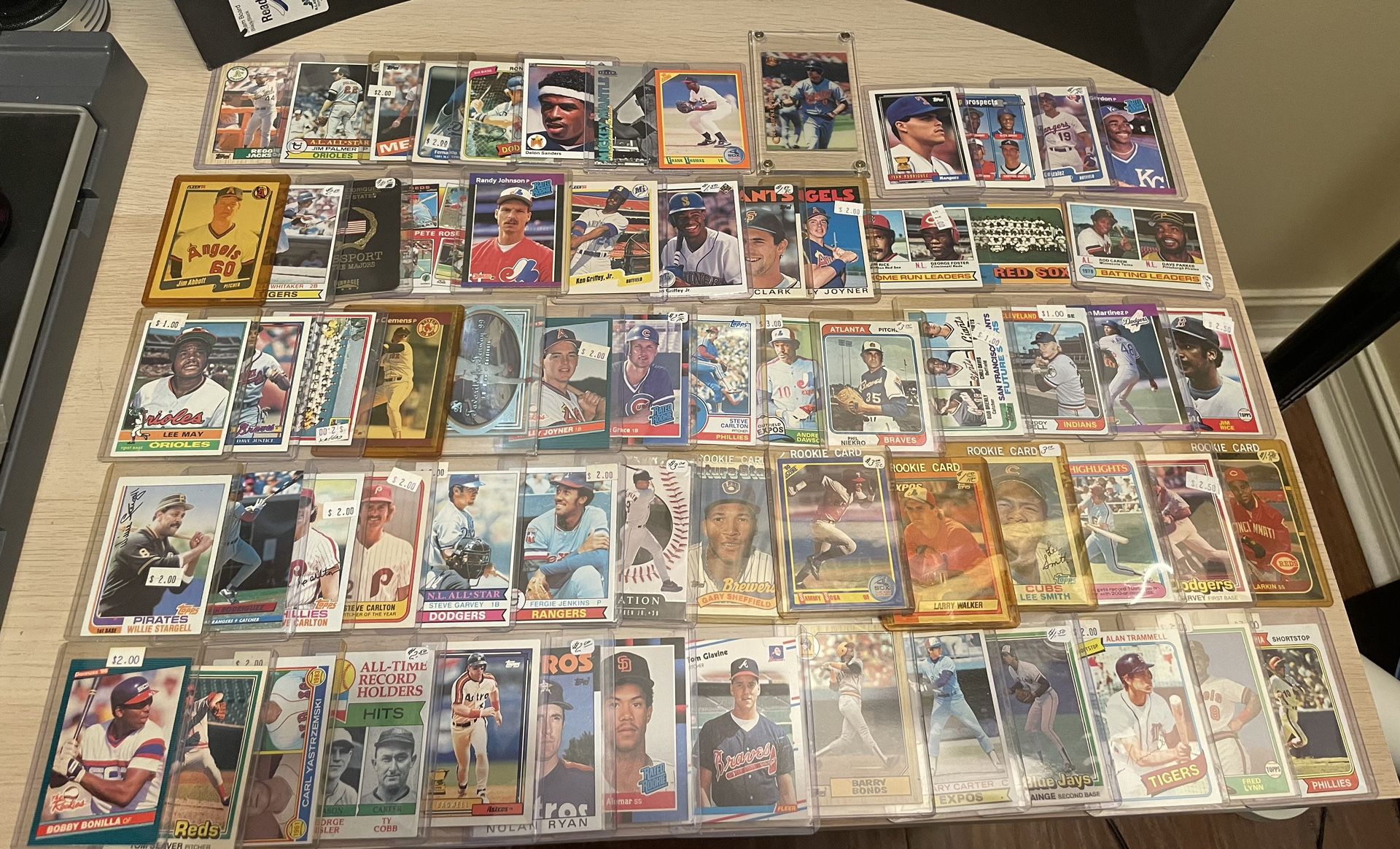 65 (in cases) Vintage and Rookies Baseball Cards - priced 2 sell
