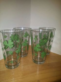 Libbey four 4 leaf clover St Patrick 16oz gkasses