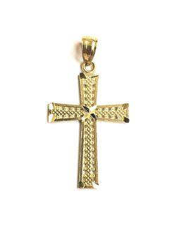 Beautiful cross religious pendant 14K REAL YELLOW GOLD.