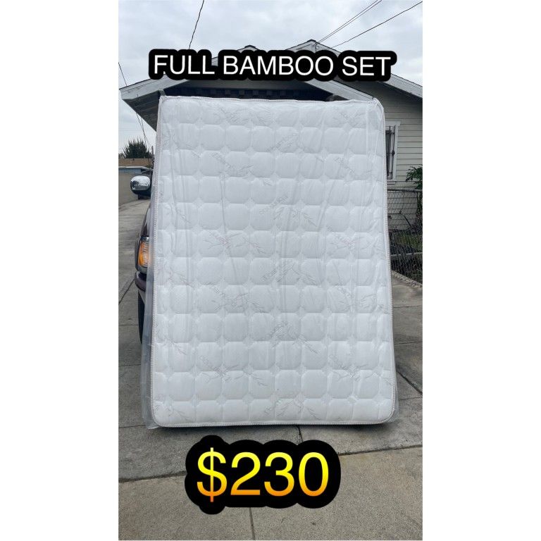 QUEEN BAMBOO MATTRESS WITH BOX SPRING