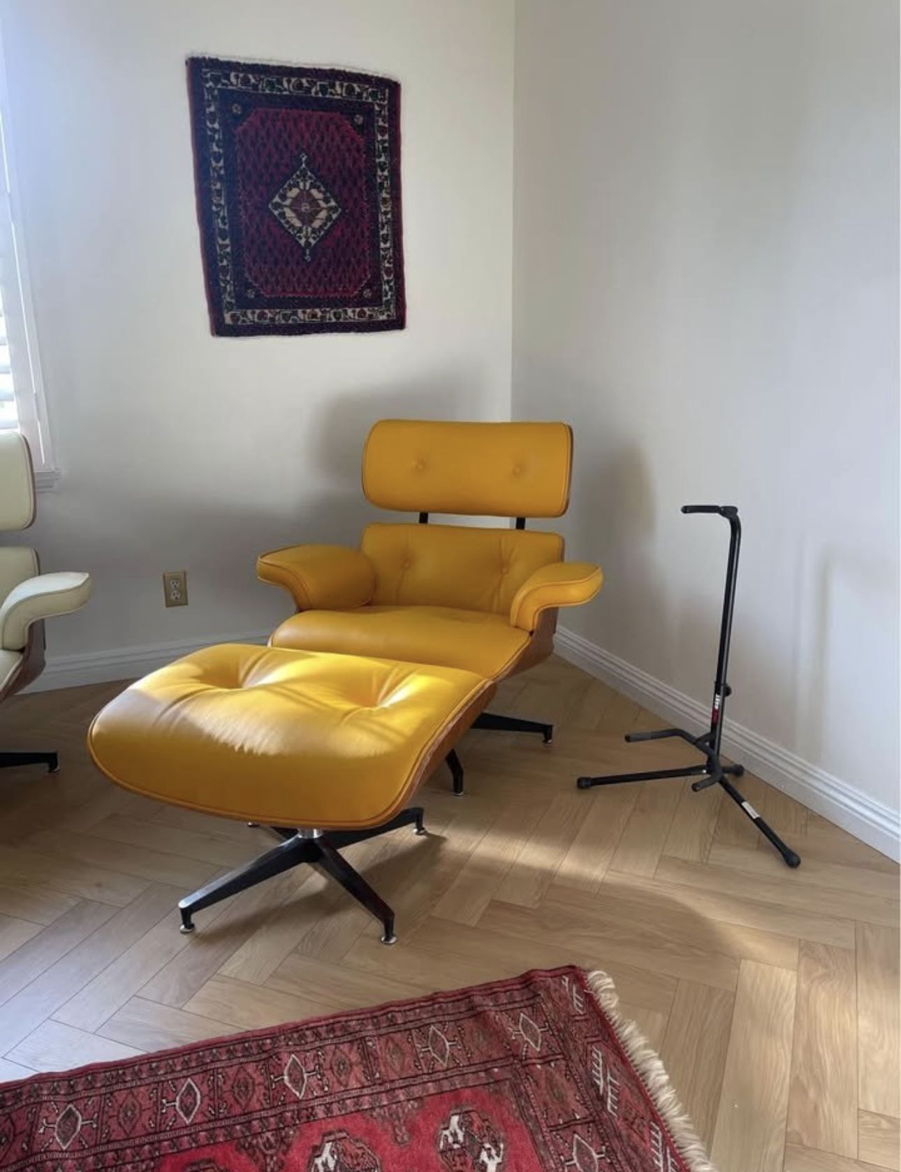 NEW Custom Eames design lounge chair with ottoman in mid century yellow