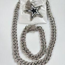 NFL Dallas Cowboys 3pcs Chain, Pendant & Bracelet Set