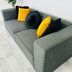 Sectional Modular Loveseats Dark Gray Fabric Modern - FREE DELIVERY