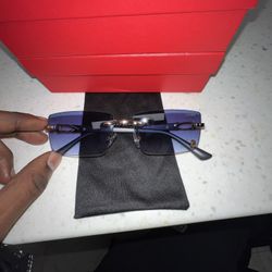 Cartier Big C Light Blue Frameless Lens Gold Frame