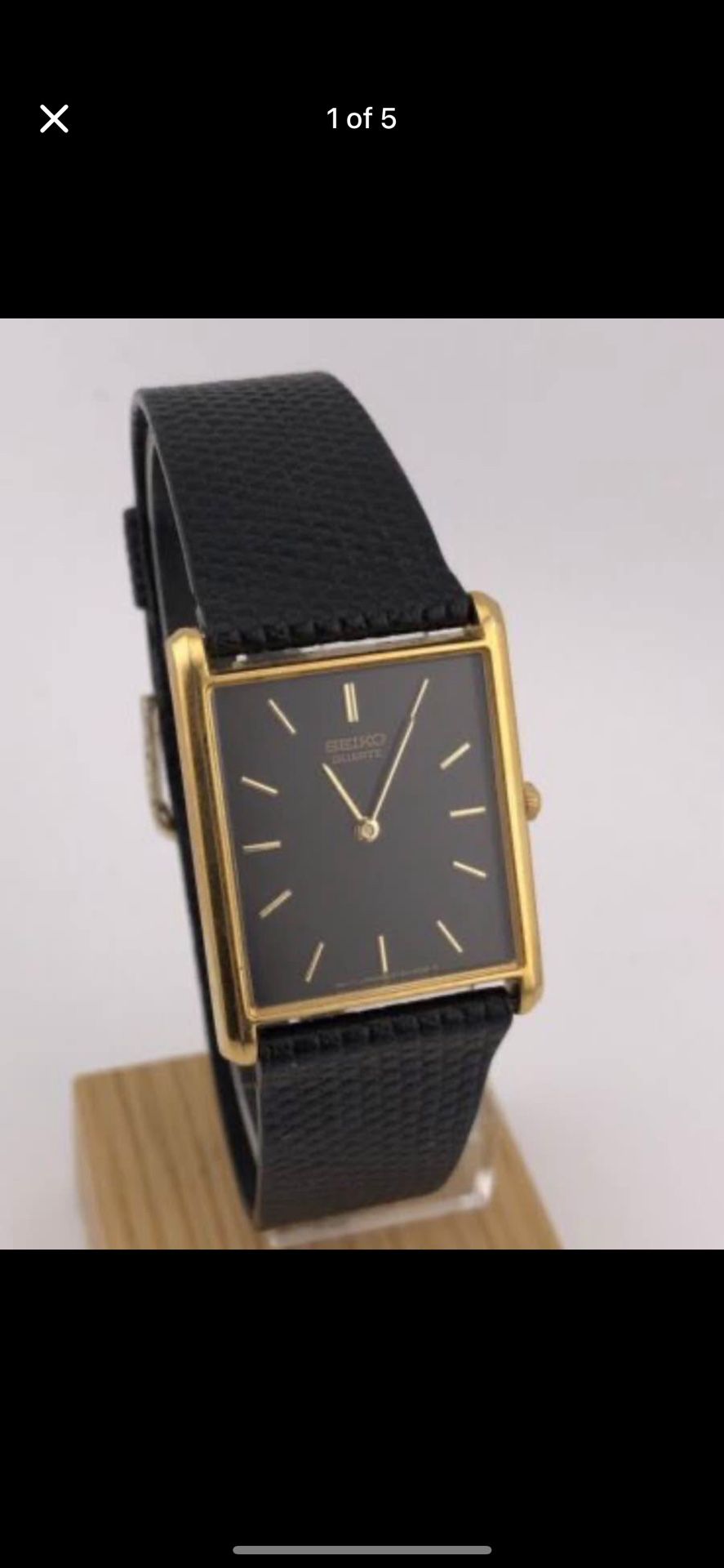 🎩🎩Luxury Vintage GP Rectangular Tank Men’s Seiko Watch Black Lizard 1980s🎩🎩