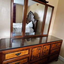 Wood Dress Mirror Antique Oriental Style   On Sale 