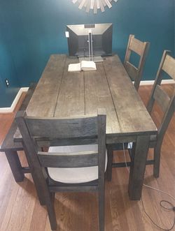 Dining Table with 4 Chairs and Bench