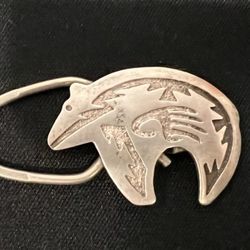 Navajo Sterling Silver Bear Beatrice Kee Keychain 