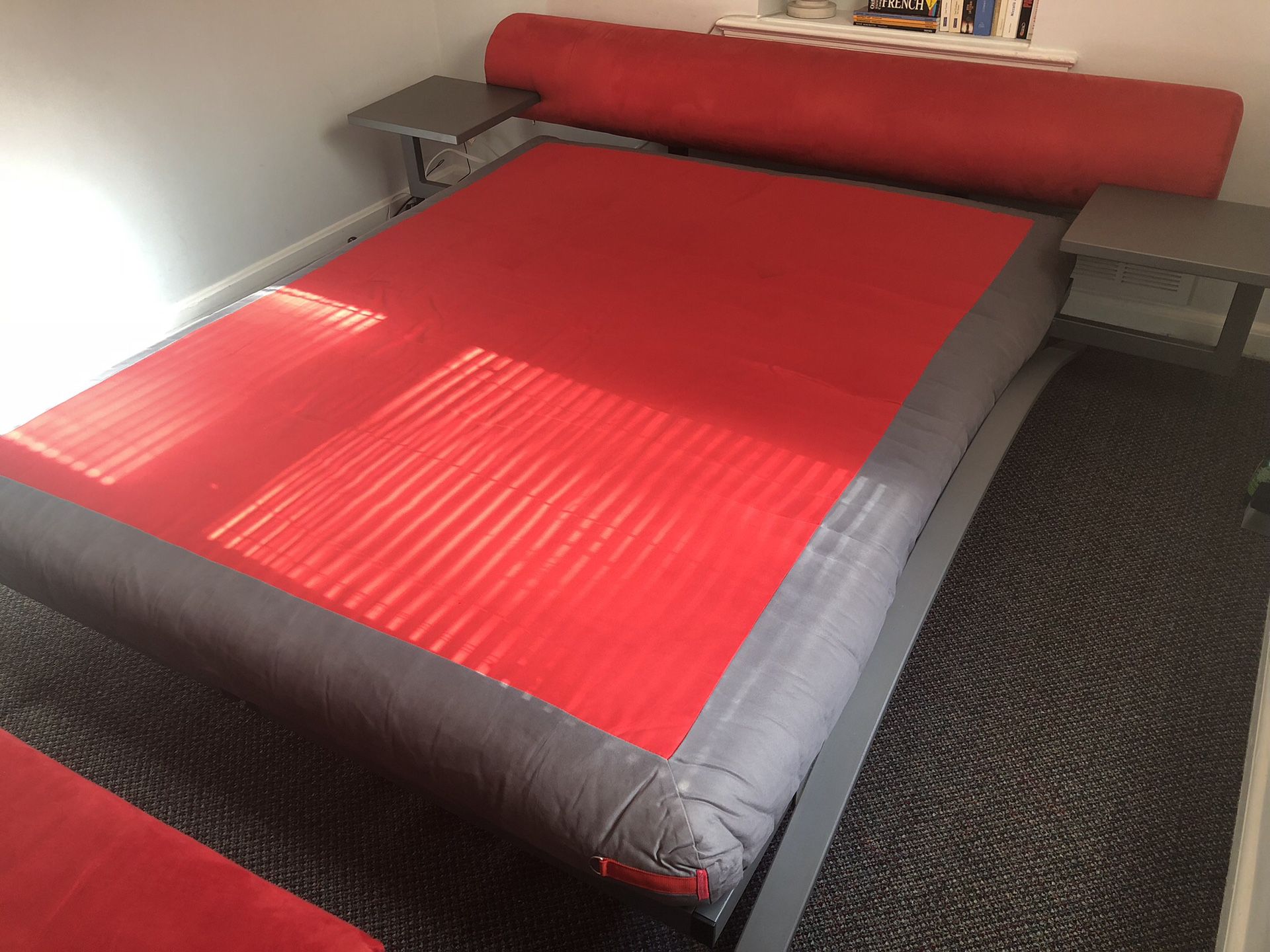 Futon Bed with nightstands (Metal frame with a gift ottoman)