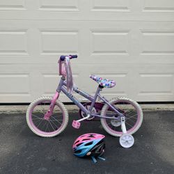 Bike with Training wheels and Bell Helmet