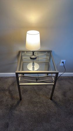 Glass Top Metal Frame End Table