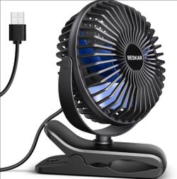 BESKAR USB Clip on Fan, Portable Small Desk Fan with Cord Powered
3 Speeds Strong Airflow, Sturdy Clamp, Ultra Quiet Personal Cooling Fan for Office D