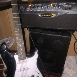 Guitar + Line 6 Spider 2 Amp + Speaker 