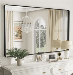 Aevar Tempered Glass Framed French Cleat Mounted Wall Mirror