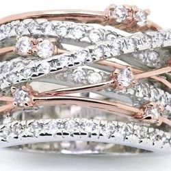 *SALE* Created Rose Gold And Sapphire Eternity Wedding  Ring 