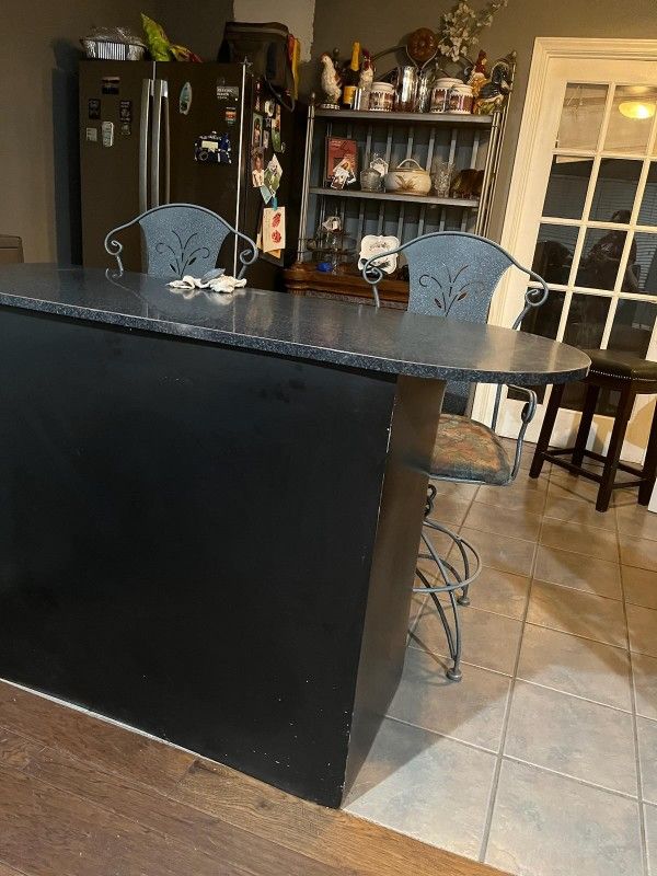 Solid Wood BAR W/GREY COUNTER TOP! In Great Condition