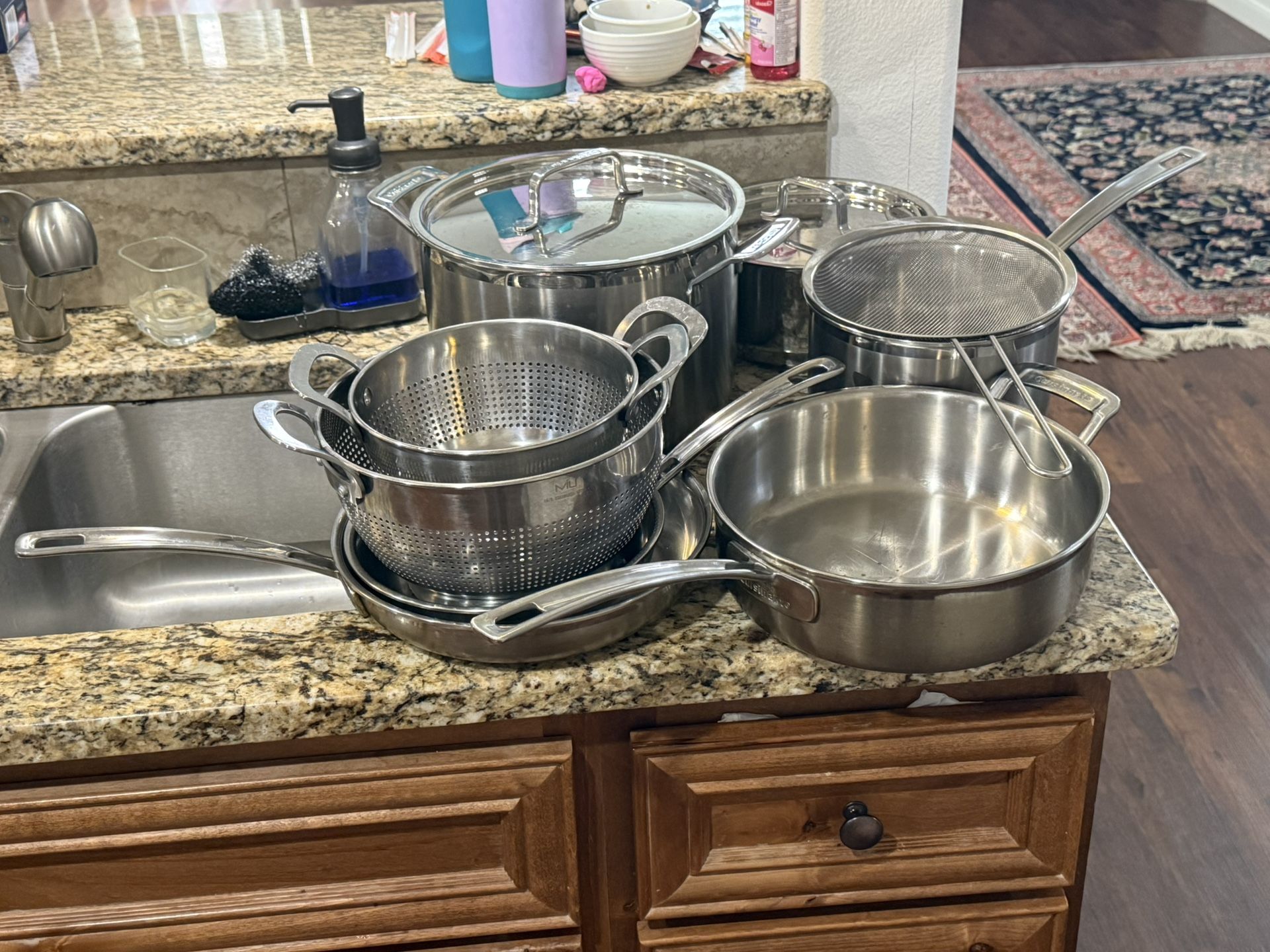 Cuisinart stainless steel cookware pan set with glass lids