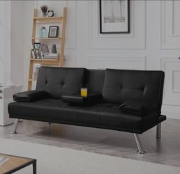 Leather sofa bed without hand rest